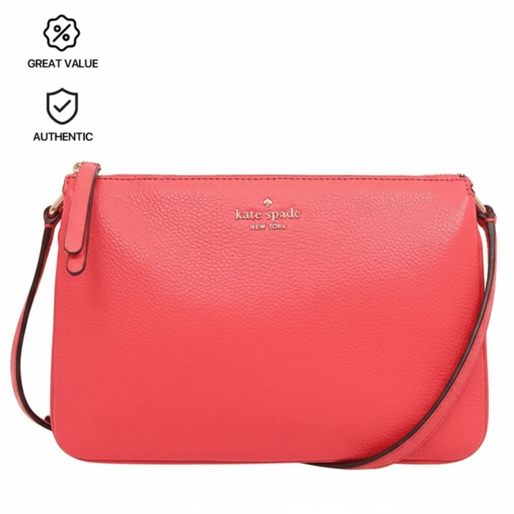 NWOT Kate Spade Coral Pebbled Leather Crossbody 7” x 10 “